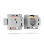 Prises de courant pour armoire électrique avec interfaces USB sur un rail DIN