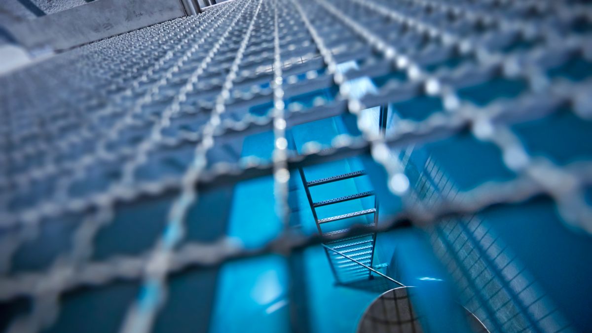 View through grate into drinking water tank 