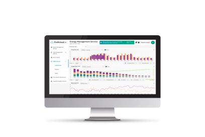 Schermata computer dekstop con grafici e dati energetici