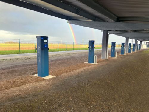 Charging stations in Pramux solar charging park