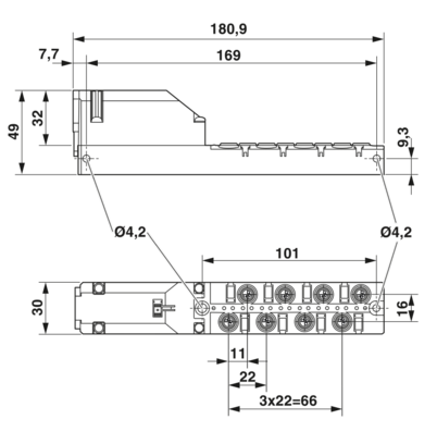 分线盒-SACB- 8/4-L-C-M8 HD/10,0 PUR
