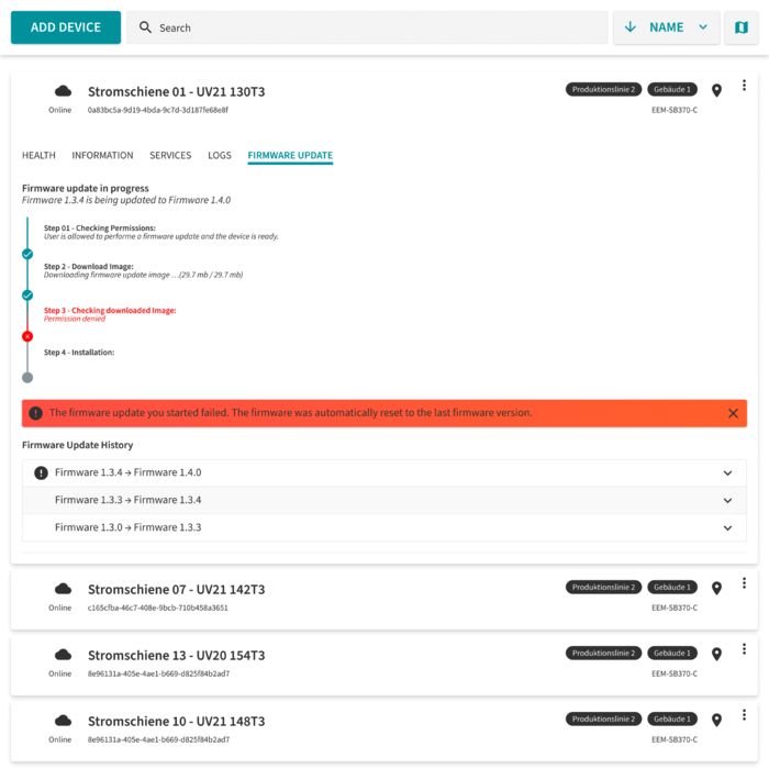 Device Management Service - Detail View - Firmware Update
