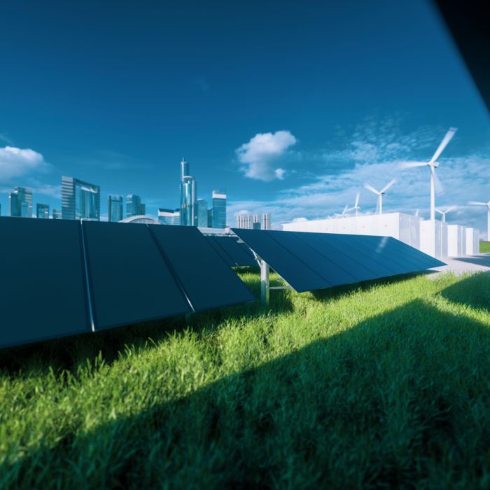 Einblick ins Stromnetz mit Applikationen wie Stromspeicher und erneuerbaren Energieerzeugungsanlagen