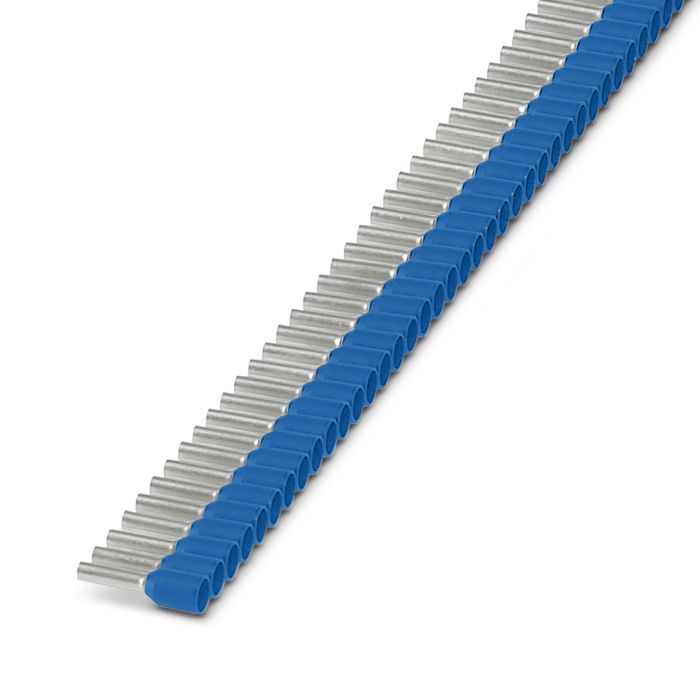 Isolierte Aderendhülsen in blau als Streifenware
