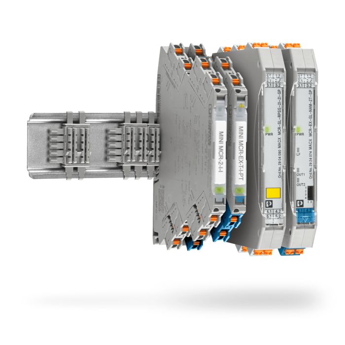 MINI Analog Pro and MACX Analog signal conditioners and measuring transducers with DIN rail bus connector