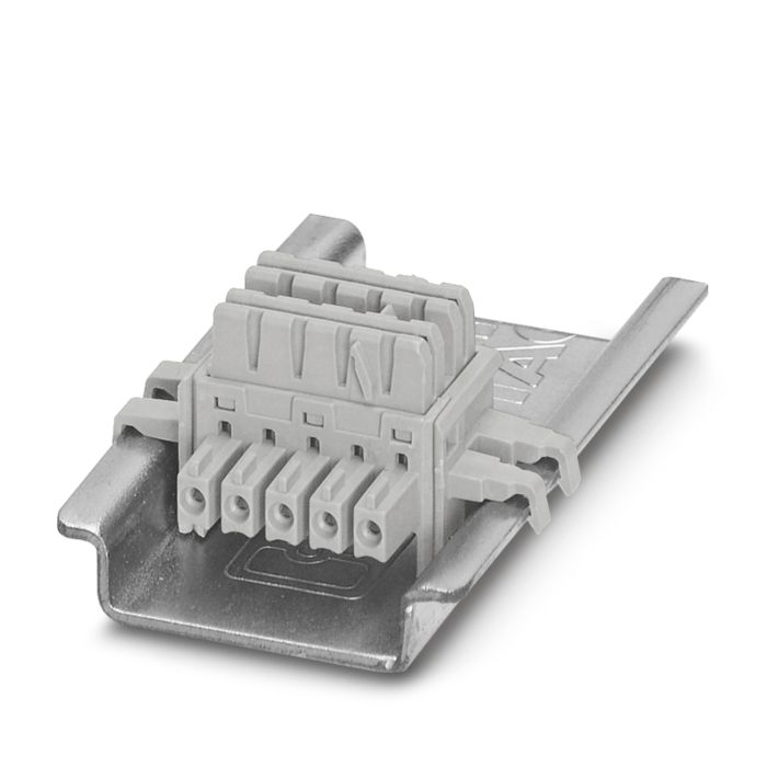 Individual DIN rail connectors on the DIN rail