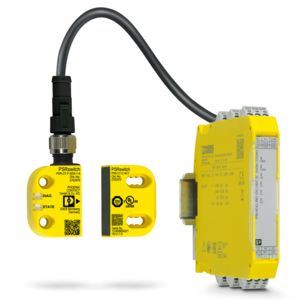 Sicherheitsschalter PSRswitch mit kompatibler Auswerteeinheit PSR-MC42 und SAC-Verkabelung