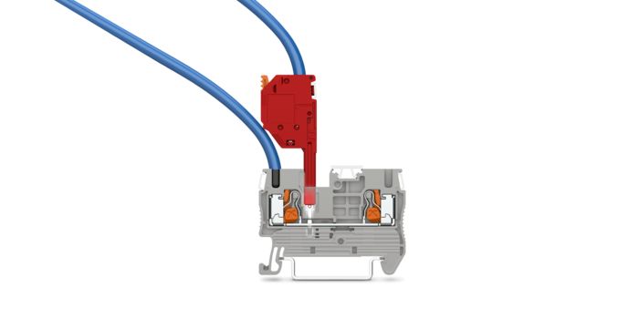 Push-X terminal block with LPS service connector