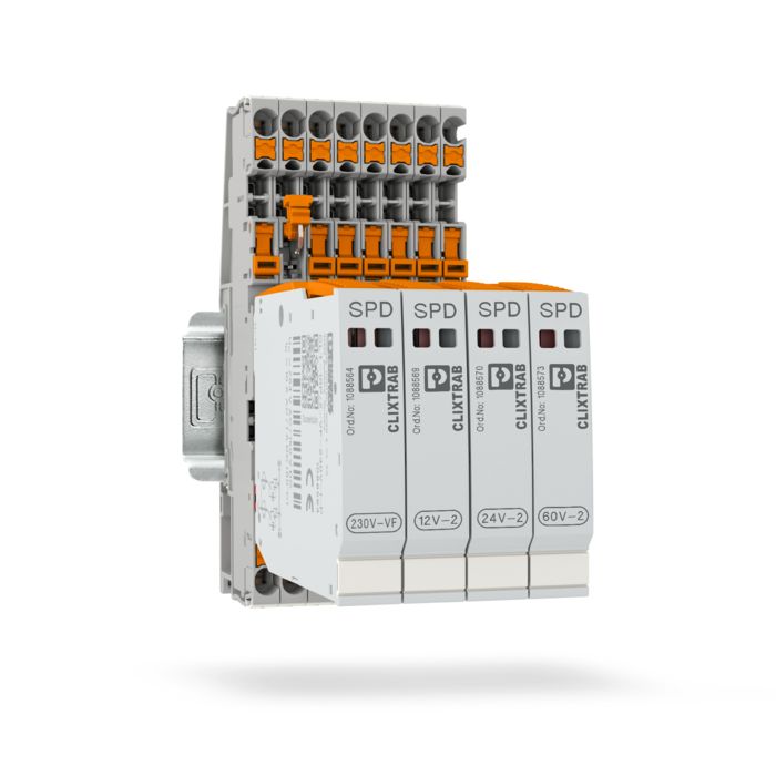 CLIXTRAB surge protection installed on terminal blocks 