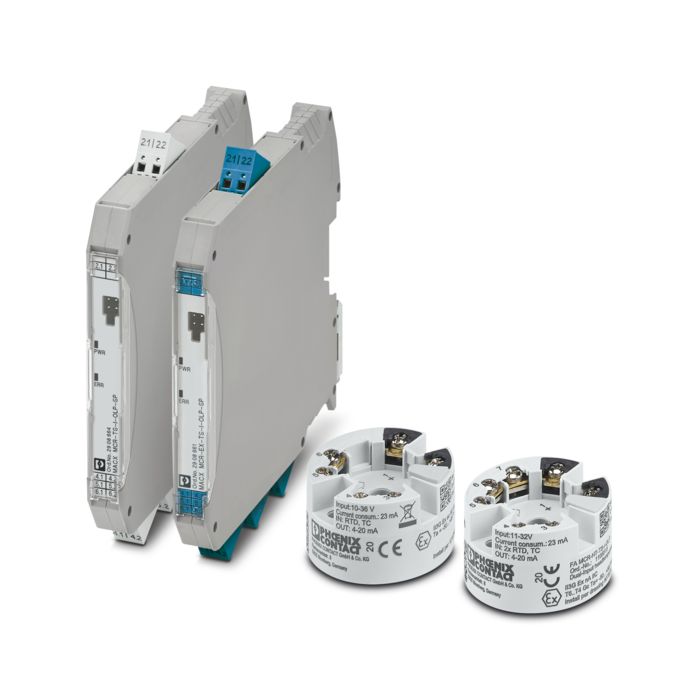 HART®-configurable temperature transmitters for the DIN rail and as head-mounted transducers
