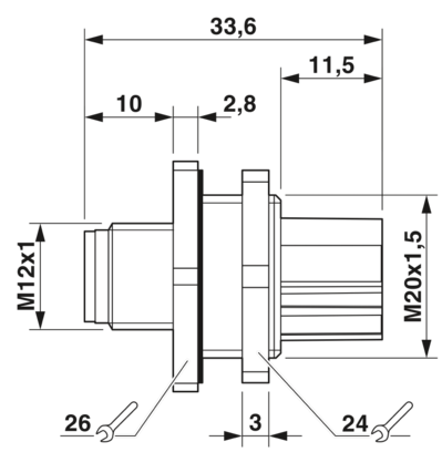 穿板式连接-SACC-E-M12MS-5PL-M20