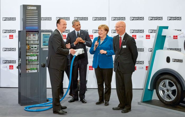 Besøk av Obama hos Phoenix Contact på Hannover Messe