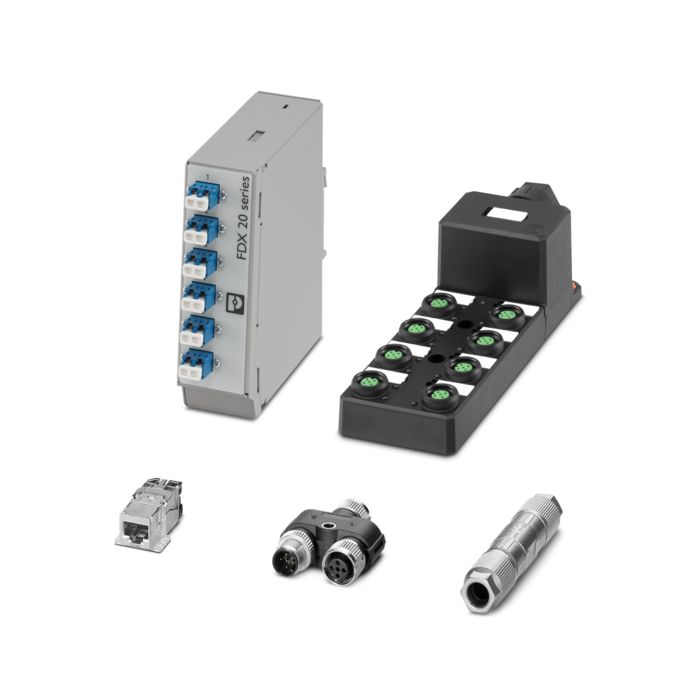 Distribuidores, adaptadores y empalmadores de cables para la transmisión de señales, la transmisión de datos y el cableado de potencia