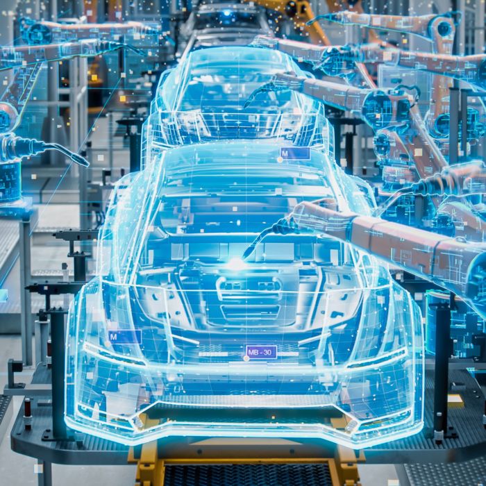 AUTOMATION, instalación de producción, nave de producción, industria automovilística, seguridad, sistema de seguridad, redes de producción, cortafuegos industrial, Factory, Digitalisation, Efficiency, Icons, Lines