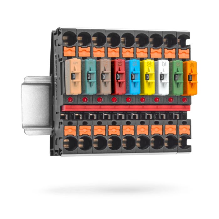 Interruttori di protezione termici TCP DC inseriti in elementi base adatti