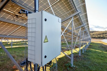 String combiner boxes in a solar park