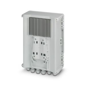 Rear view of the Smart Ethernet Box with mounting adapter and heatsink