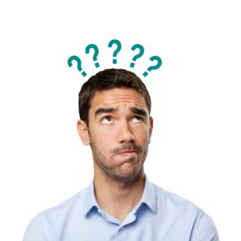 Hombre con un signo de interrogación sobre la cabeza