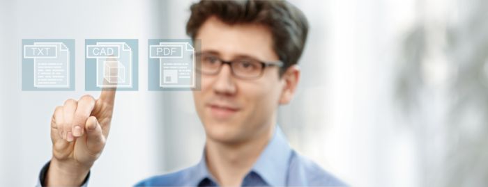 Un homme tape sur des icônes virtuelles sur les formats de données