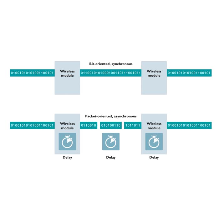 Bit-oriented synchronous versus packet-oriented asynchronous transmission