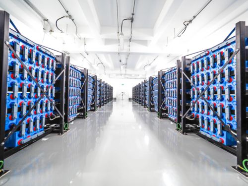 Industrial battery storage system in a building
