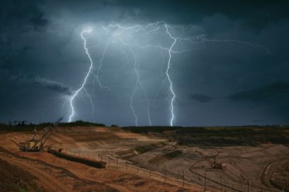 Lightning strike at a mine