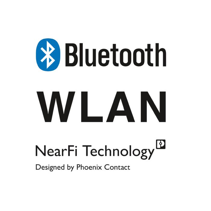 Bluetooth, WLAN, and NearFi logos