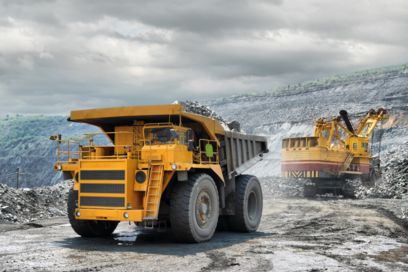 Truck at an open-cast mine in South America