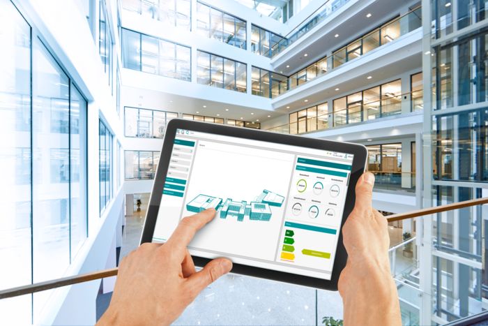 The IoT-based Emalytics building management system on a tablet