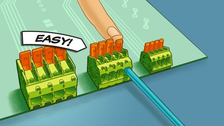 Kol kumandalı PCB klemensleri ve Push-in yay bağlantılı PCB konnektörleri