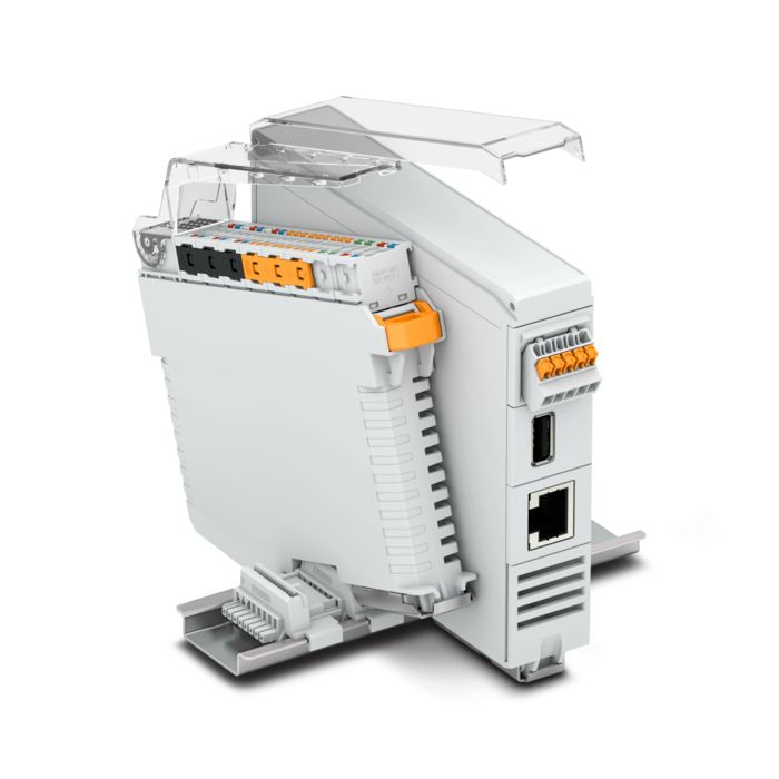 The ME-IO and ICS series housings in one module on a DIN rail