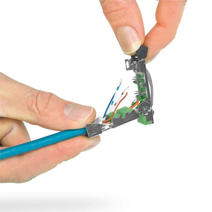 Connecteur de données à base de cuivre confectionné à deux mains pour RJ45