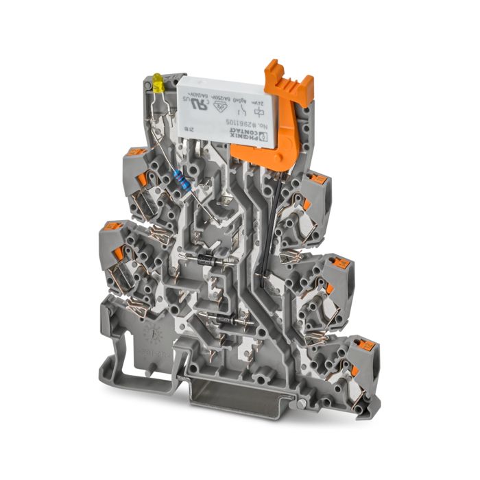Grande plano de um módulo de relé com tecnologia Lead-Frame
