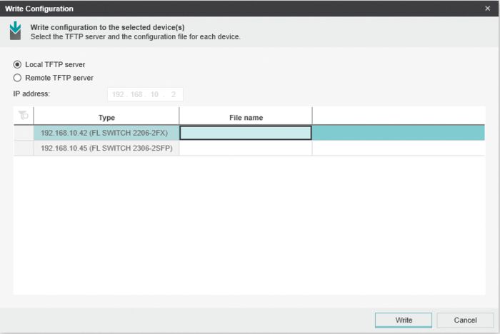 Easy handling of configuration files in FL NETWORK MANAGER