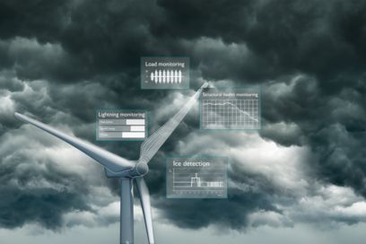 Wind turbine generator with graphic elements of the rotor blade monitoring solutions