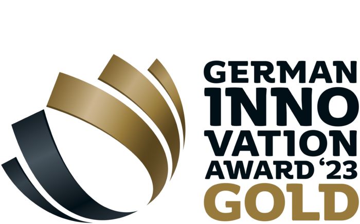 Gouden onderscheiding, logo Duitse Innovation Award