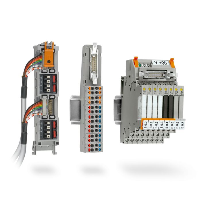 VARIOFACE卡件前适配器、VARIOFACE Front Connect和VARIOFACE V8适配器正面视图