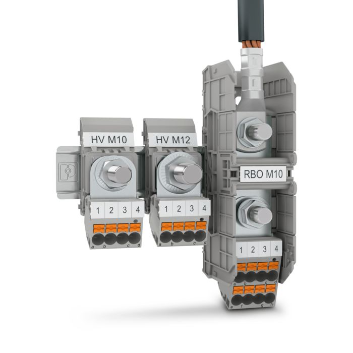 Bolt terminal blocks for trains