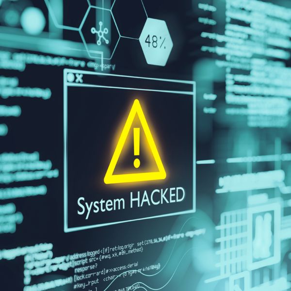 Cybersecurity message: System hacked