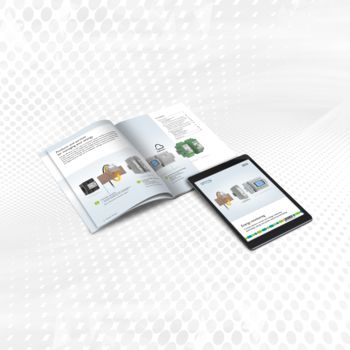 Energy monitoring brochure lying with e-paper on a tablet