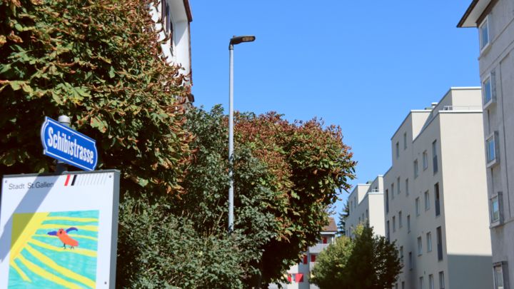 Street light in a residential area in St. Gallen