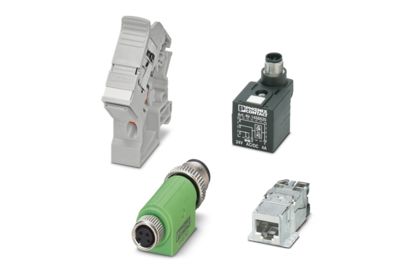 Four adapters and couplings in different designs and colors