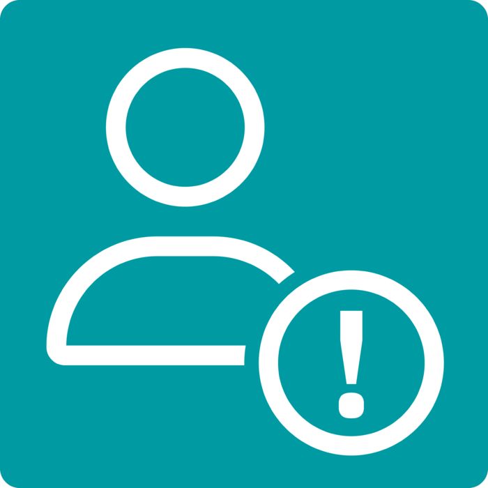 Stylized person and exclamation mark icon