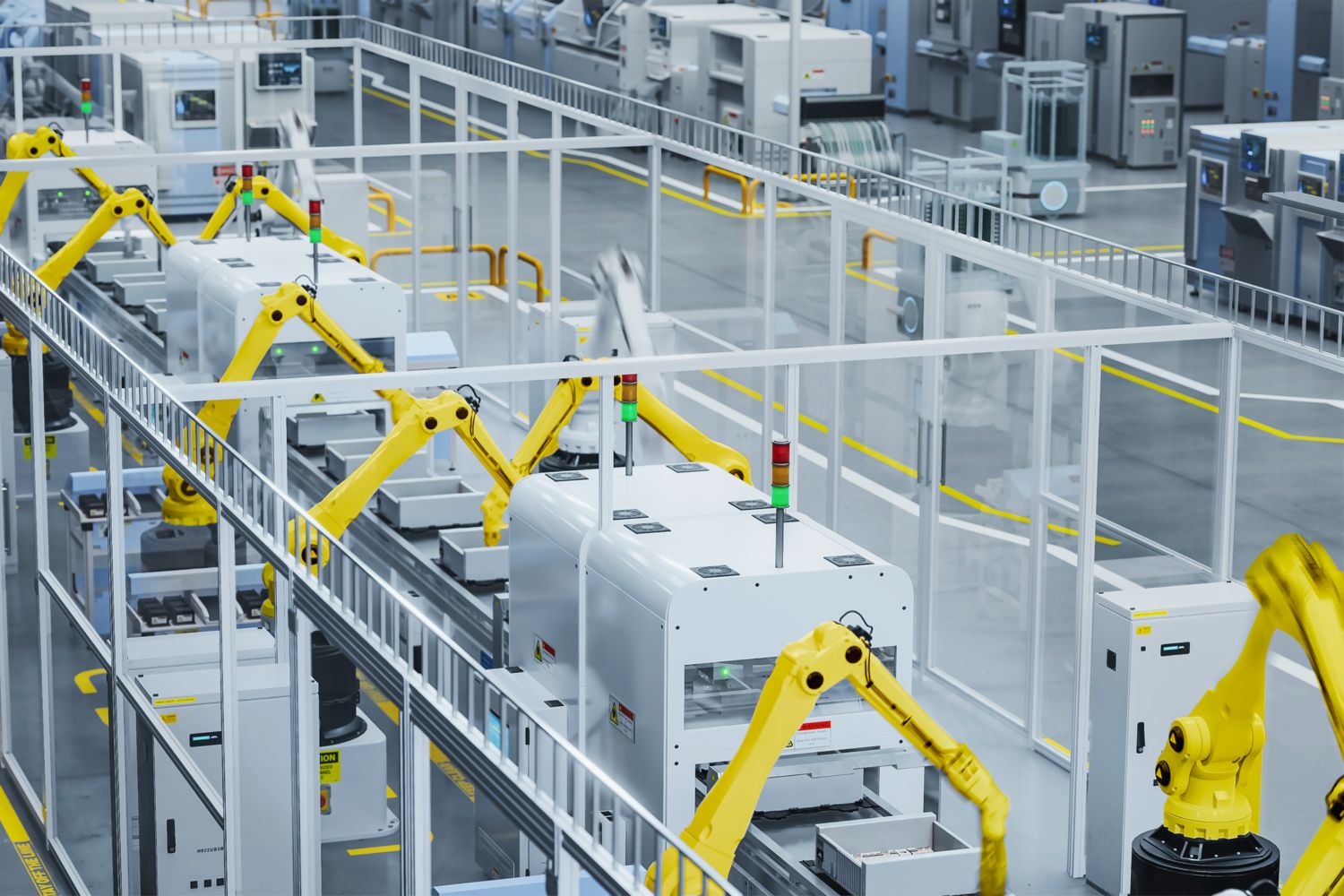 Hall de production avec robots
