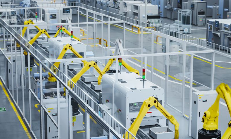 Production line with robots