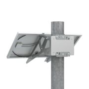 POS&nbsp;Panelfix PV panel bracket attached to a mast