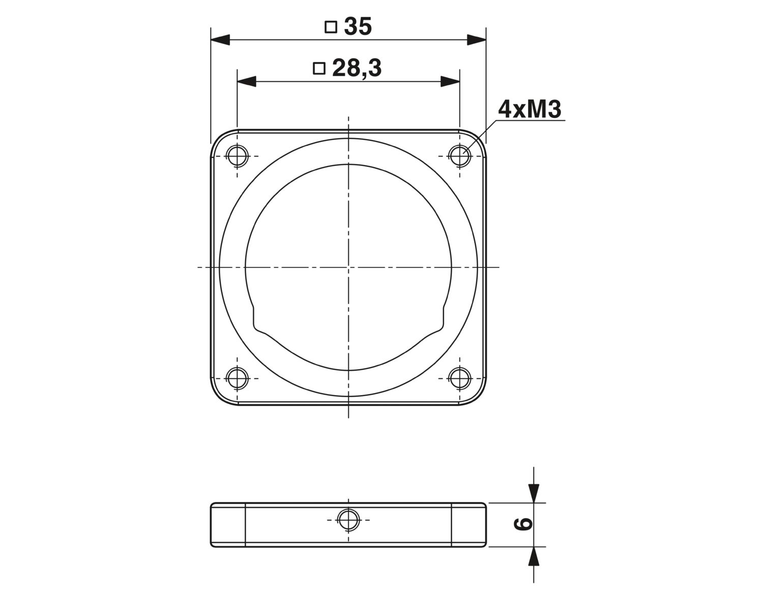 RF-Z0003 - Square mounting flange - 1607905 | Phoenix Contact